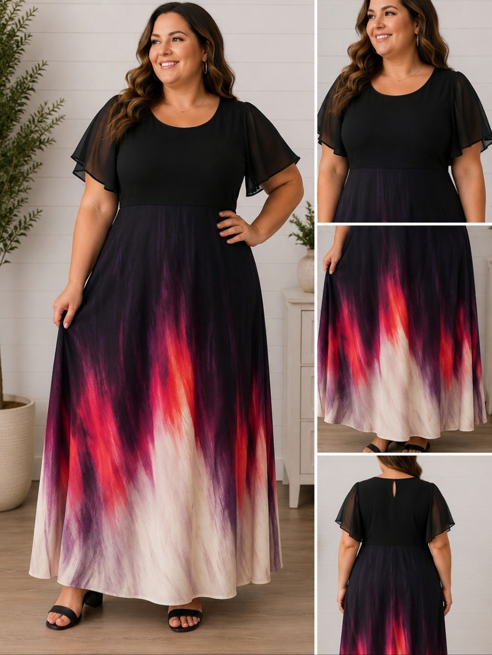 Black and Multicolor Gradient Dress